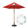 7' Round Wood Umbrella with 6 Ribs, Full-Color Thermal Imprint, 3 Locations